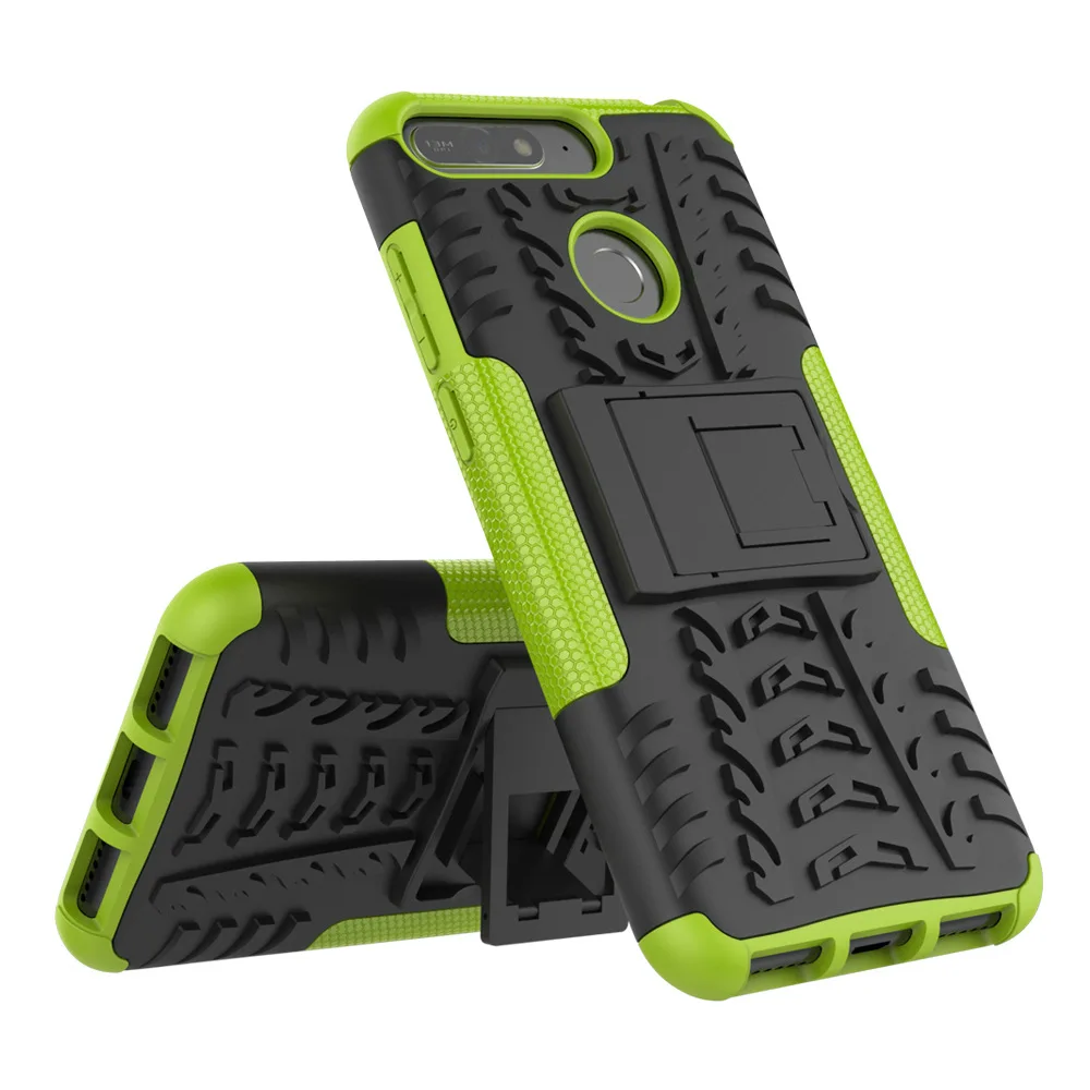 green armor case Чехол honor 7C чехол на honor 7C AUM-L41 Прочный силиконовый бампер ударопрочный доспехи противоударный жесткий накладка чехол для huawei honor 7C 7 C - Цвет: green armor case