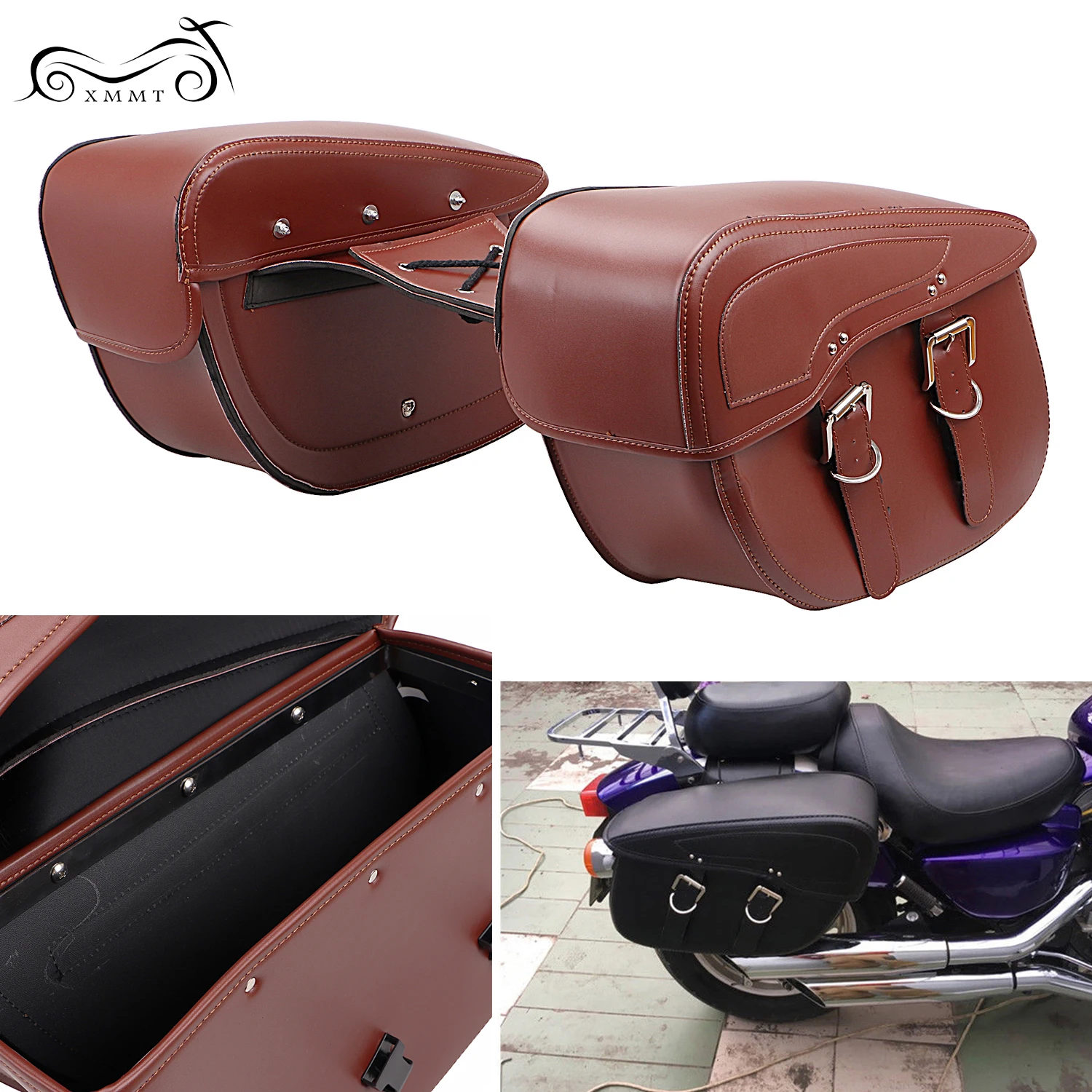 Пара черных/коричневых универсальных мотоциклетных сумок сумка из