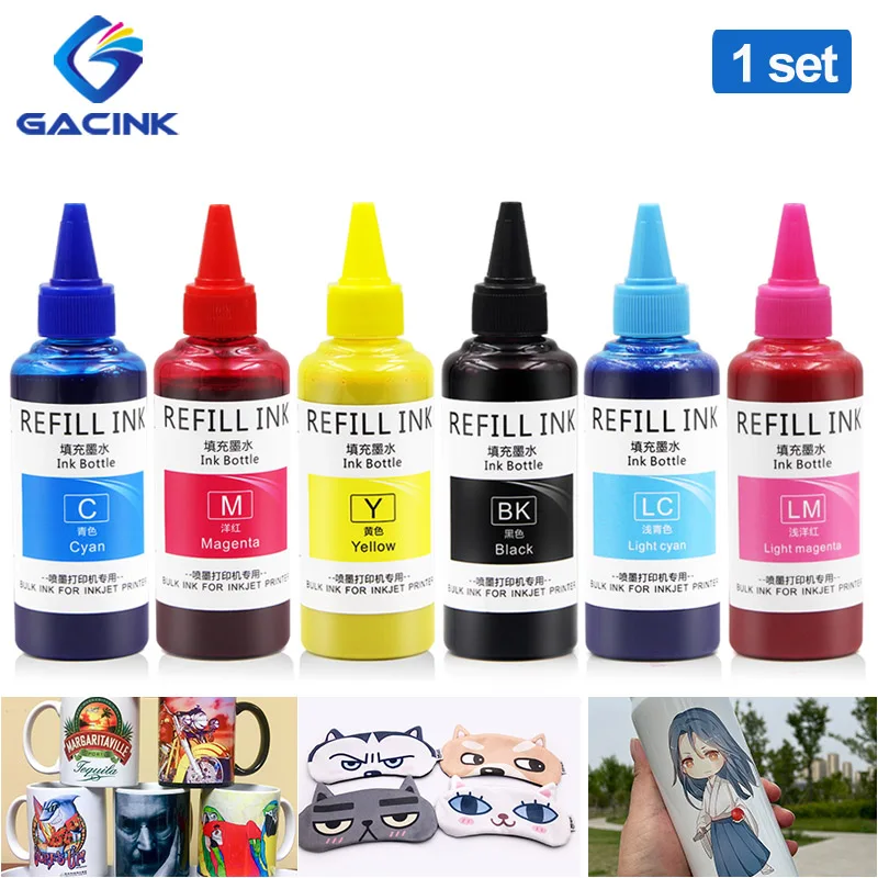 Сублимационные чернила GACINK 100 мл для Epson L210 L220 L355 L365 L1300 L1455 L3050 L3060 L805 L850 L810 L800 L1800 6