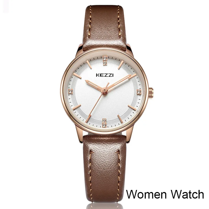 Coffee women watch KEZZZI женское платье кварцевые часы модные повседневные кожаные Наручные часы для мужчин и женщин пара часы для влюбленных Relogio Masculino Reloj Mujer - Цвет: Coffee women watch