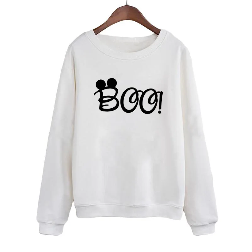 

Cute Cute Cartoon Mouse Boo Sweatshirt Clothing Women Funny Pullvover Tops Crewneck Hoodies White Black Female Tracksuit