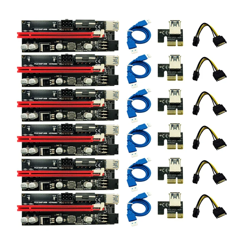 1/6 шт. новейший Ver009 Usb 3.0 Pci E Райзер VER009 Экспресс 1X 4X 8X 16X адаптер карта Sata 15