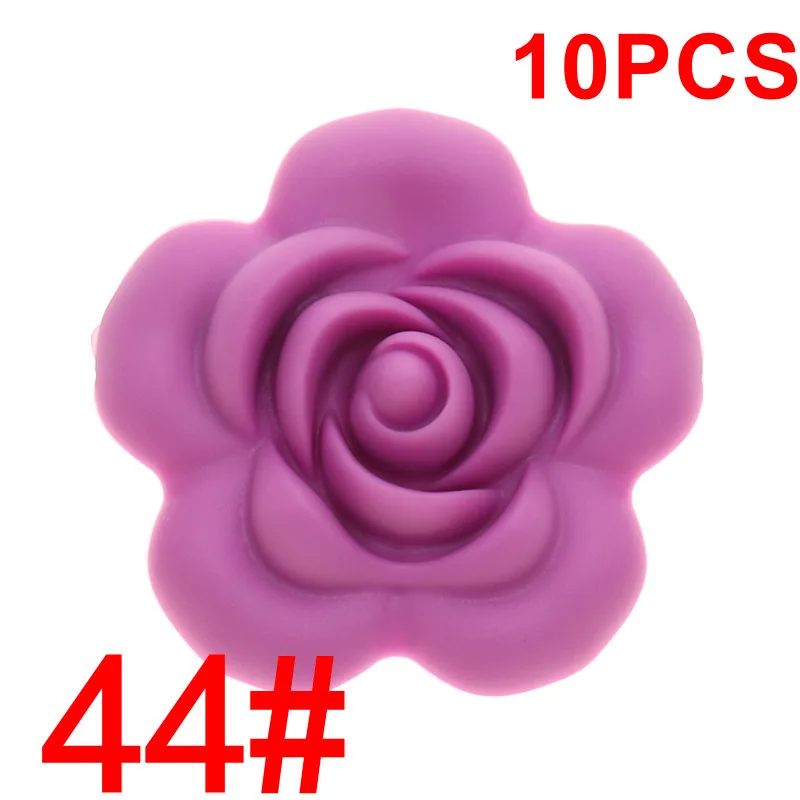 44 Opera Pink Fkisbox 10 шт. Силиконовые Розовые Детские зубные кольца BPA бесплатно цветок жемчуг бижутерия для прорезывания зубов DIY пустышка цепь очаровательные игрушки для кормления - Цвет: 44 Opera Pink