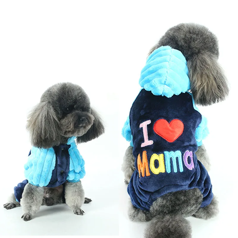 Одежда для собак I LOVE MAMA на осень и зиму костюм маленьких теплое флисовое пальто