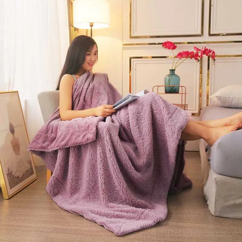 Утолщенная 2 Слои коралловый флис покрывало на кровать диван теплый фланелевый