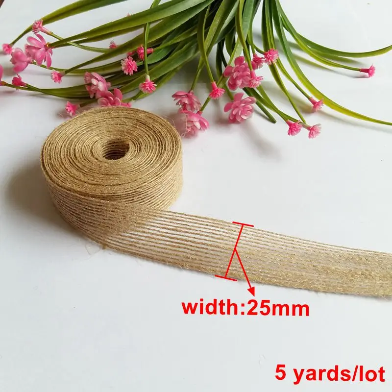 5/10yards/lot 6-38mm Natural Vintage Ribbons Jute Hessian Burlap Ribbon Rustic Weddings Belt Strap Floristry Party Handwork Cra - купить по
