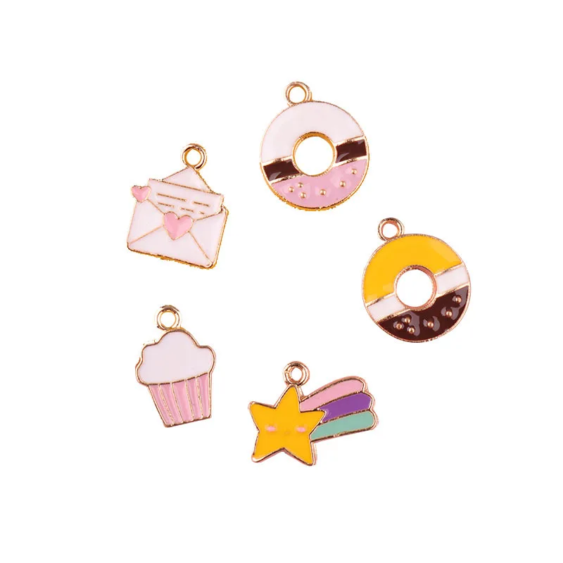 10 шт./лот пончик конверт звезда Торт эмаль шармы модные ювелирные изделия серьги