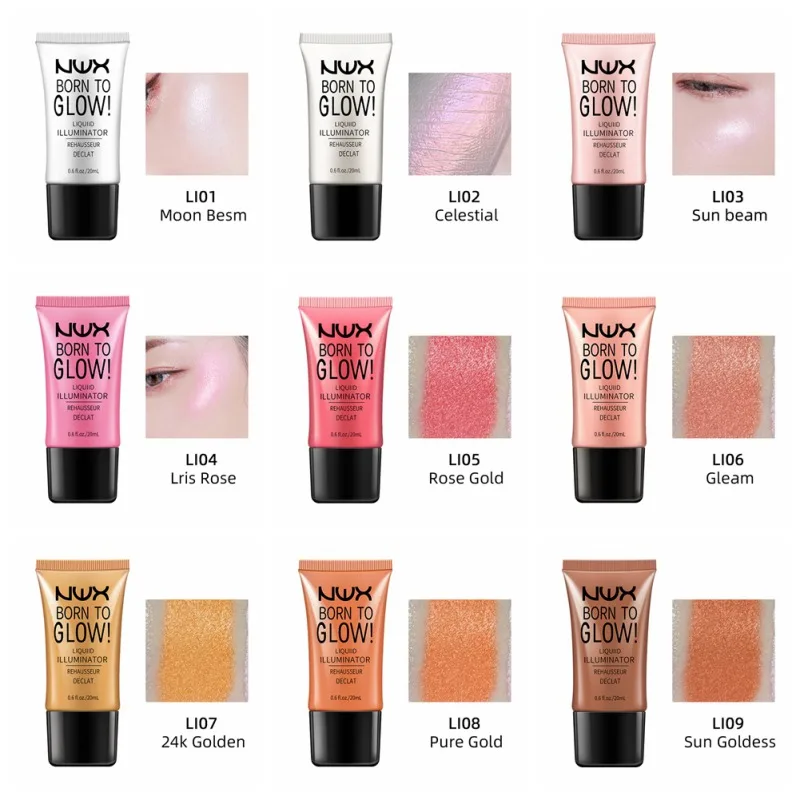 9 цветов жидкий хайлайтер долговечный водонепроницаемый яркий цвет кожи высокий