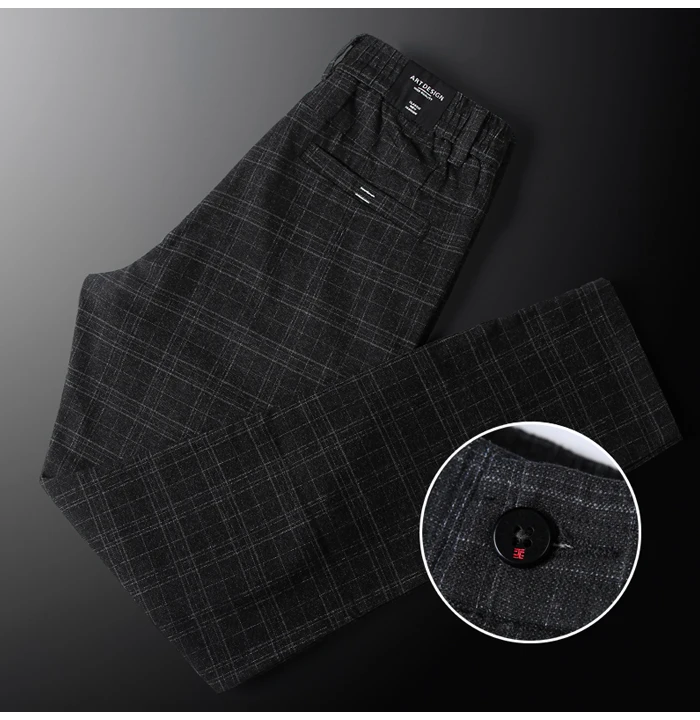 Для Мужчин's Повседневное штаны в клетку для бизнес на каждый день Slim Fit темно-серый классический Стиль лосины мужской брендовая одежда