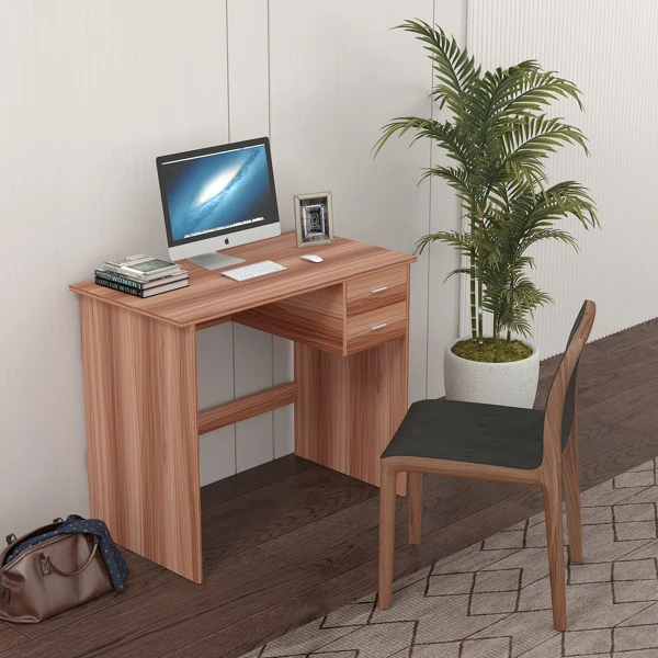 

[USA READY STOCK]Computer Desk with 2 Pull Out Storage Drawers and Stable Wooden Frame, OAK