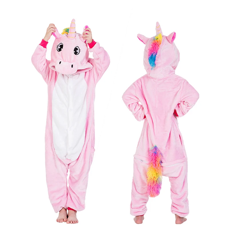 Pink Pegasus Кигуруми, комбинезон для детей, пижама с единорогом для детей, одеяло с рисунками животных, Пижама, Детский костюм, зимний костюм для мальчиков и девочек с рисунком единорога, Jumspuit - Цвет: Pink Pegasus