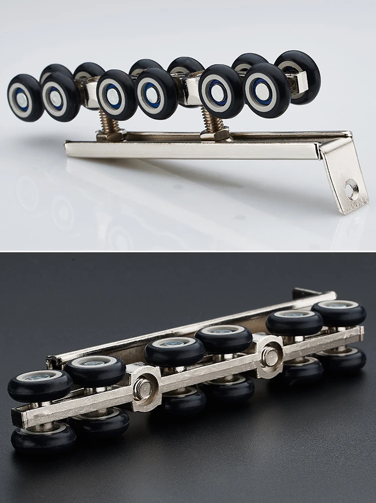 Двойная композитная нейлоновая раздвижная дверь из нержавеющей стали 12 колесный