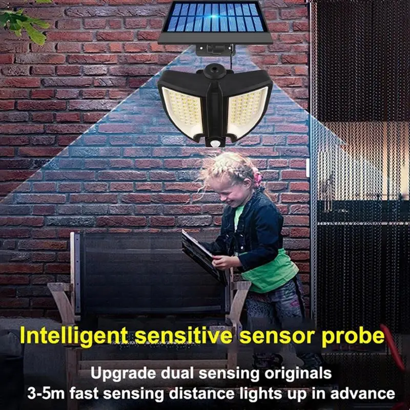 

Solar Light Outdoor Wall Lamp Remote Control 90 LED Human Body Induction Garden Waterproof Emergency Lighting 18W 300LM