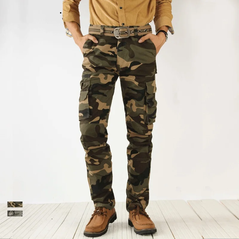 

ICPANS 2020 Autumn Camouflage Cargo Pants Men Military Army Camo Casual Pants Men Straight CottonTactical Trousers Male
