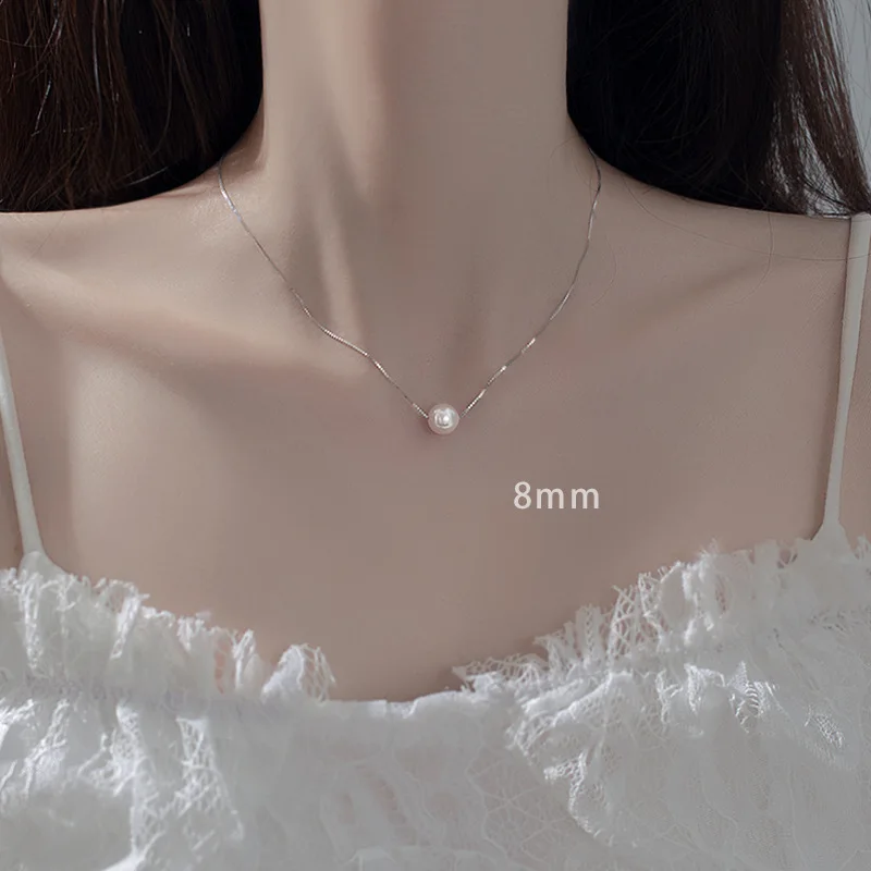 

New Style Simple Pearl Pendant Fashion Elegant Girl Silver Color Necklace Charm Lady Wedding Engagement Jewelry Gifts