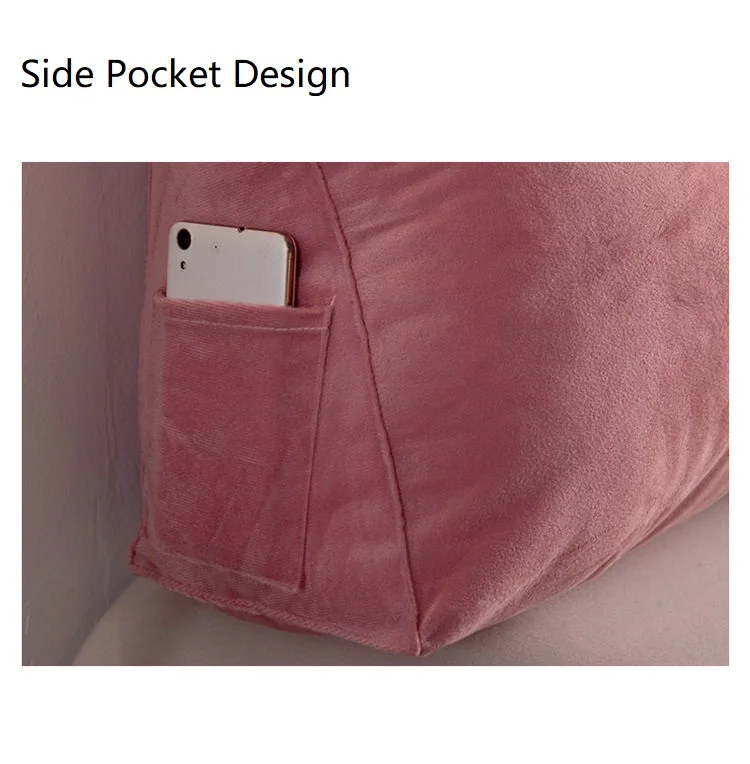 

Solid Color Bedside Cushion Large Soft Velvet Backrest Pillow Couple Removable Cute Back Support Pillow Seat Plush Cushion Short