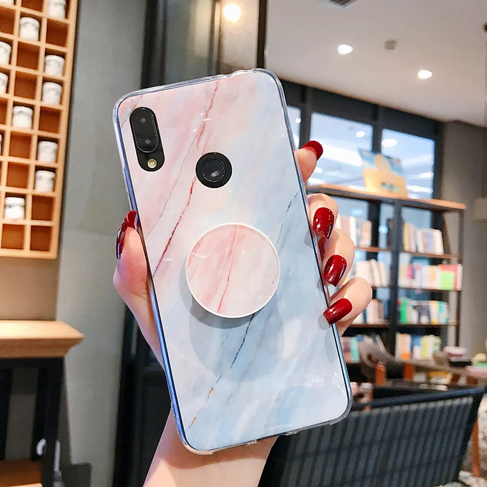 2 Мраморный чехол для Xiao mi Red mi Note 7, 8, чехол, роскошный кукольный держатель, чехол для mi 9, кольцо, мягкий ТПУ чехол, красный mi Note 6, чехол - Цвет: 2