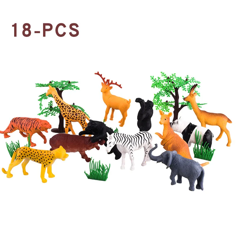 

53 Mini Animal World Zoo Model Cartoon Simulation Animal Cute Plastic Collection Children's Toy