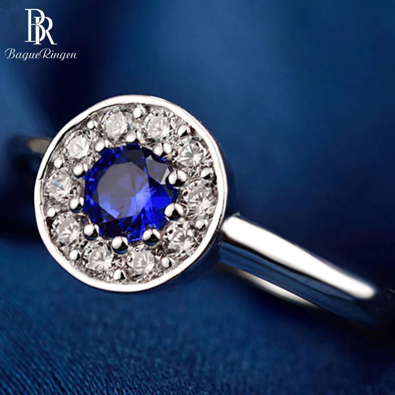 Bague Ringen 925 пробы Серебряное кольцо для женщин с созданным аквамариновым регулируемый размер кольцо с камнем для женщин подарок на день Святого Валентина