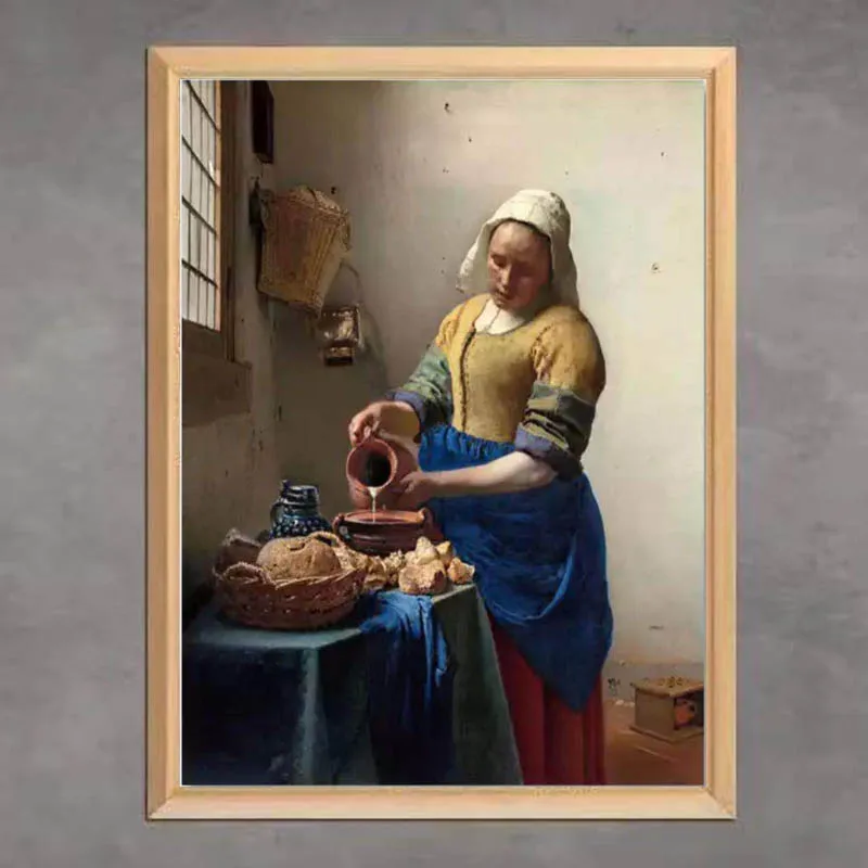 

Famous Painting "The Milkmaid" 5D DIY Diamond Painting Full Square Round Diamond Embroidery Mosaic Home Decor