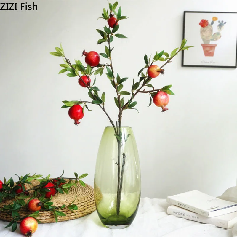 Искусственное украшение для сада 95 см цветы фрукты гранаты искусственные ветки