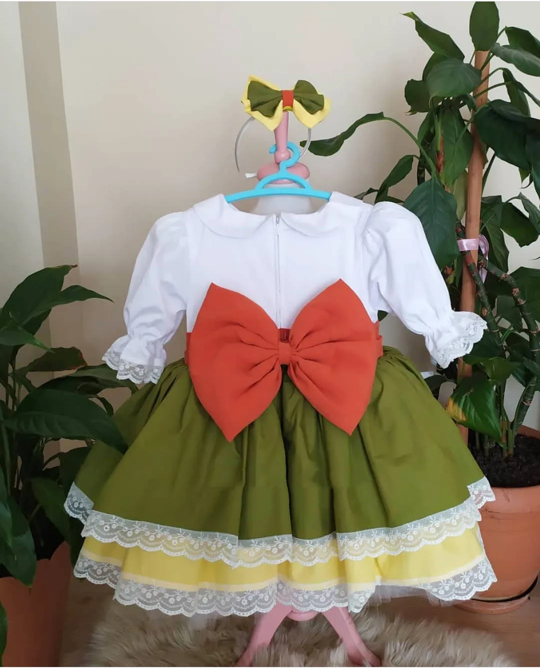 

0-12Y Baby Girl Autumn Winter White Deer Embroisery Vintage Spanish Princess Ball Gown Dress for Thanks Giving Day