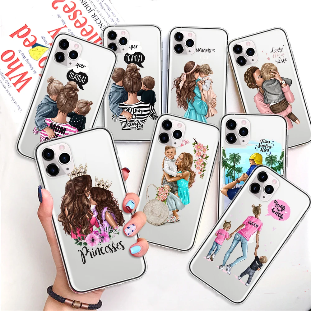 Милые Мультяшные Чехлы Super Mama для телефонов IPhone 12 Mini Pro 7 8 Plus 11 X XS MAX XR Mother мягкий