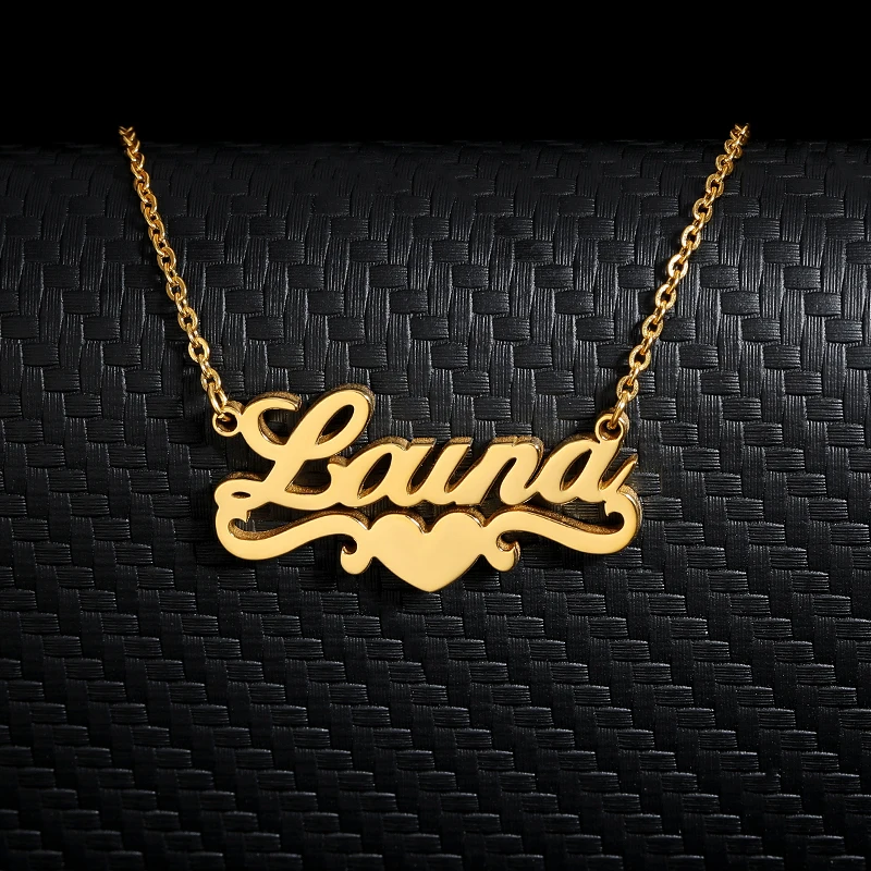 Ожерелье с именем на заказ лентой в форме сердца ручная работа золотая цепочка из