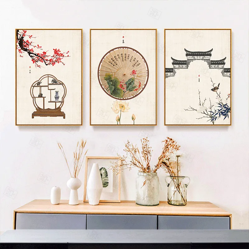 Splspl китайская натюрморт цветок сливы пейзаж плакаты и принты Картина на холсте