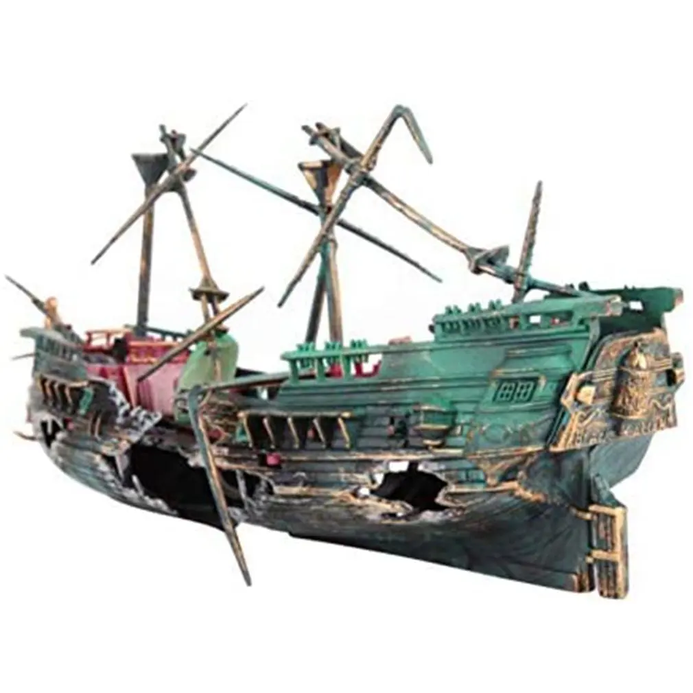 

1pcs Aquarium Pirate Ship Broken Wreck Aquarium Decoration Aquarium Accessories Resin Boat Ornament Home Landscaping Decoration