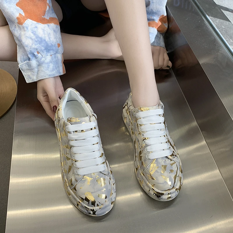 

Korean Shoes Wedge Basket 2021 Female Footwear All-Match Casual Sneaker Round Toe Autumn Modis Summer Sports Dress Cross New Sma