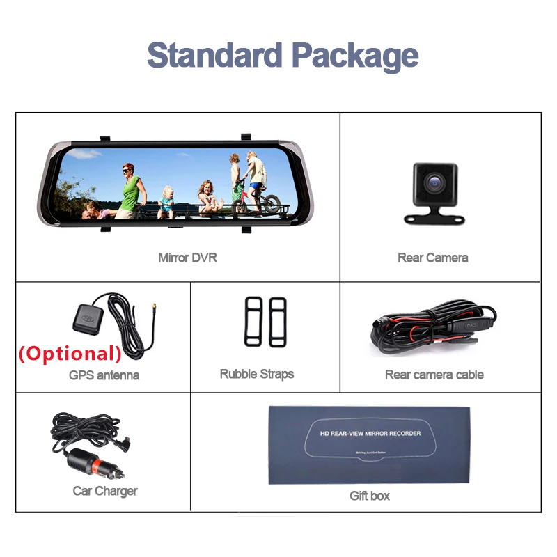 Автомобильный видеорегистратор 10 дюймов Android 4G Wi-Fi Full HD 1080P зеркало заднего вида