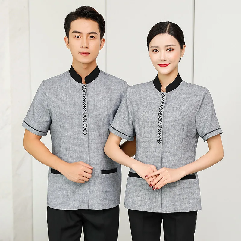 

2020 Sale Real Restaurant Clothes Chef Uniform Uniform Short Sleeve Hotel Room Property Waiter Workwear Aunt Pa Summer Clothes