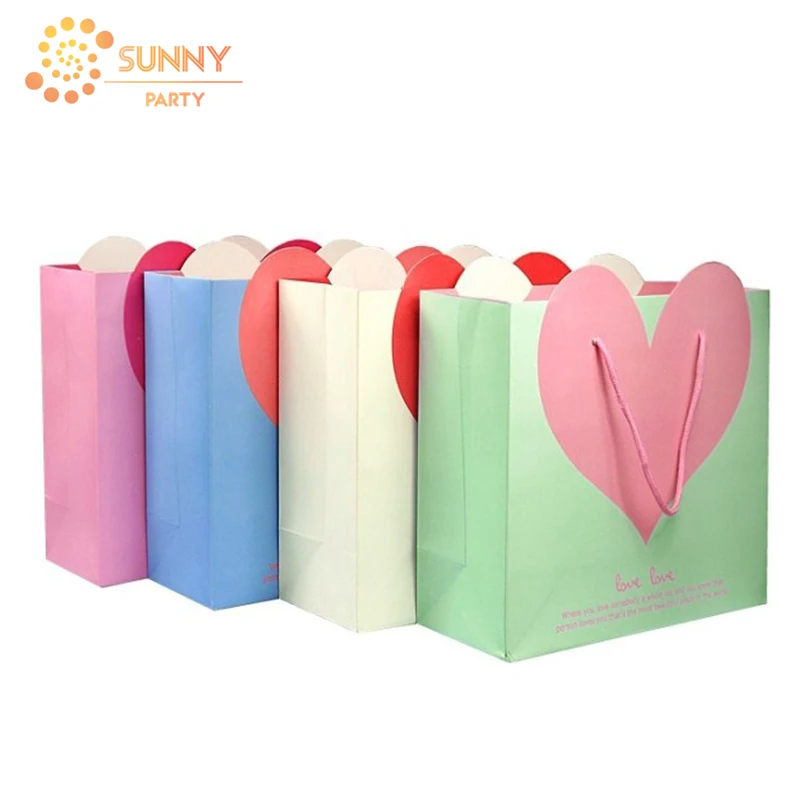 Мешки с красным сердцем бумажные пакеты S/M/L хозяйственная сумка признание