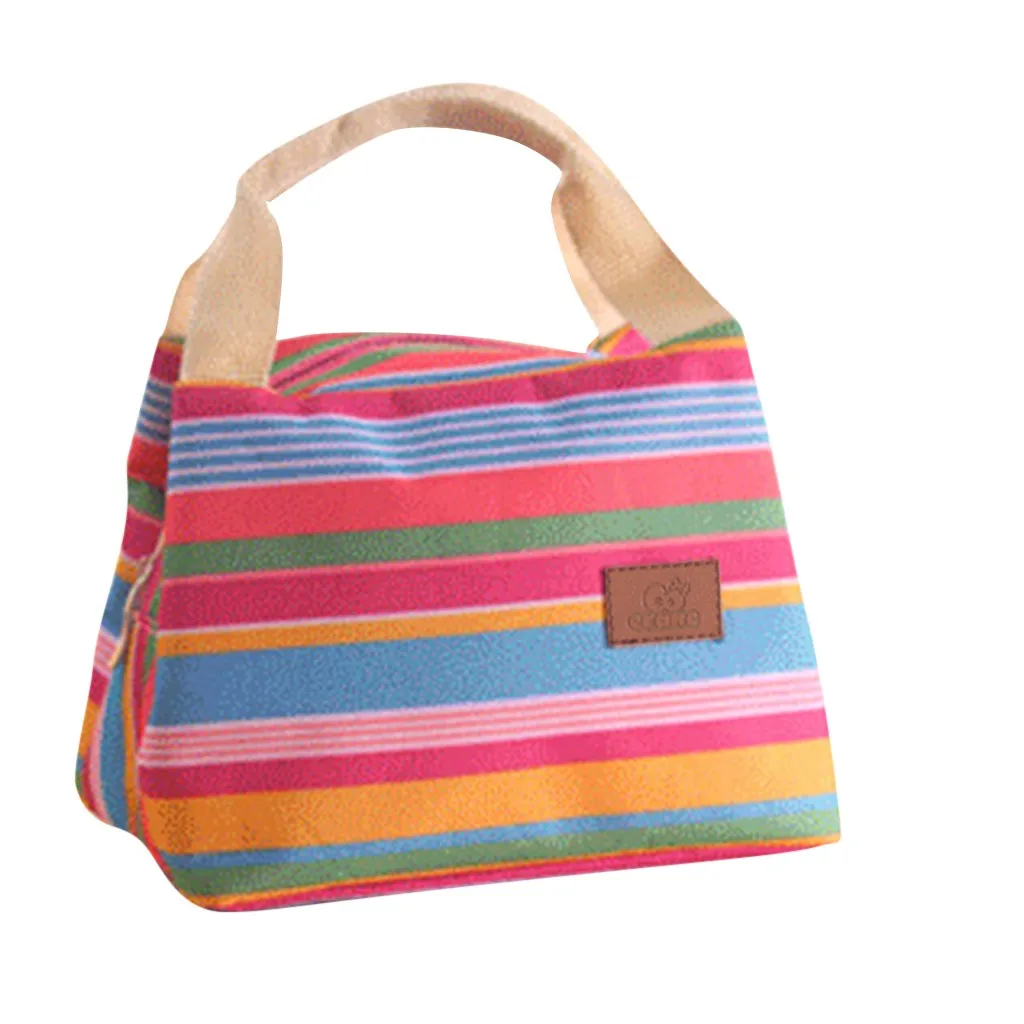 Maison Fabre lunch bags for women Nylon thermal bag Portable Stripe Lunch Food Fresh Pouch Office Picnic Drink Cold Handbag | Багаж и
