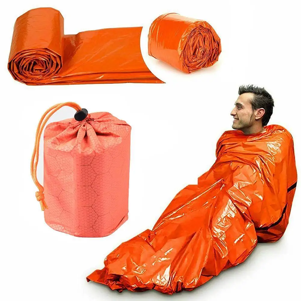 

Outdoor Bivy Emergency Sleeping Bag Camping Survival Thermal Blanket PE Waterproof Emergency Gear Compact Windproof Durable