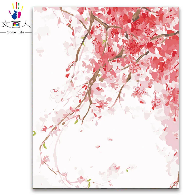 Краска по номерам акварельные растения цветы цифровая масляная краска холст