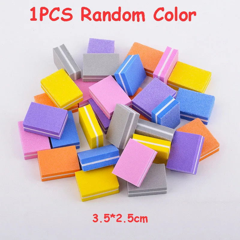 B - Random color 1 шт пенополистирол пилочка для ногтей УФ-гель пилочки для ногтей буферный блок лак для маникюра педикюра шлифовальный инструмент для ногтей розовый белый - Цвет: B - Random color