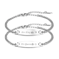 boniskiss stainless steel couple bracelets men and women charm love bangle his queen her king promise bracelets jewelry gift