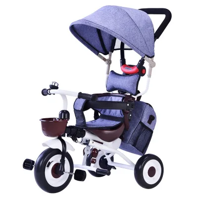 3 в 1 езда на игрушках для детей 1-3-5 лет 3 колеса складной трехколесный велосипед тележка высокое качество детский велосипед коляска скутер - Цвет: Blue solid tire