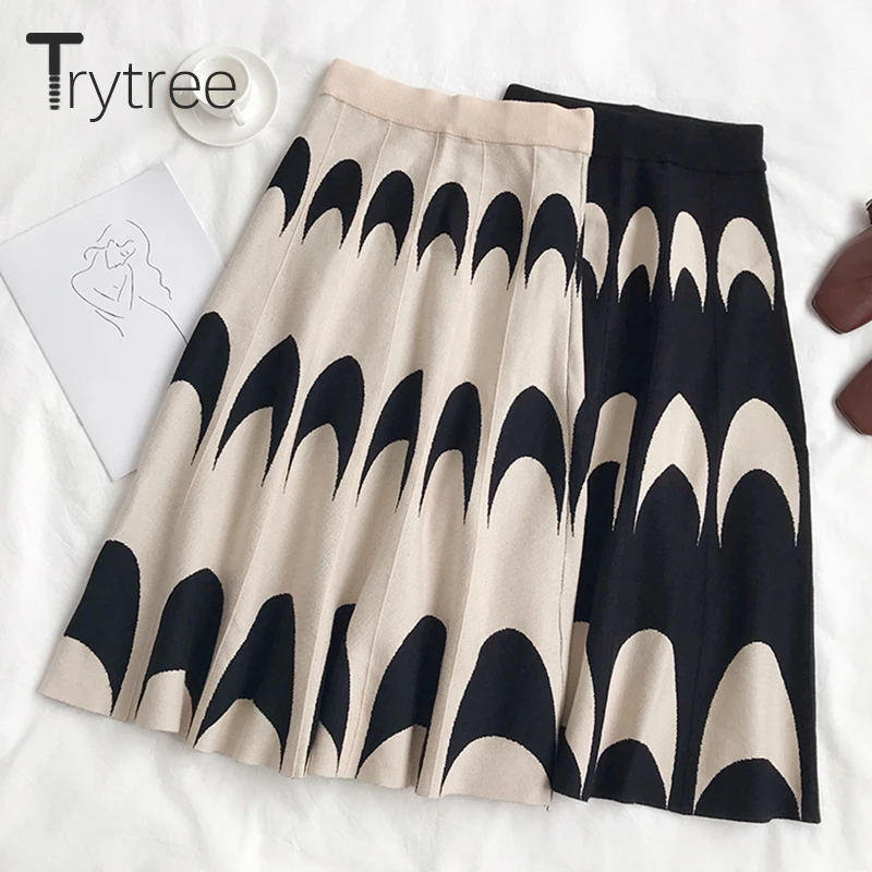Осенне-зимняя женская повседневная юбка Trytree 2020 трикотажные юбки с