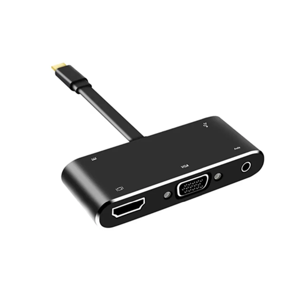 Адаптер 5 в 1 с USB C на HDMI совместимый адаптер 4K Type HD/VGA/Audio/USB 3 0 порт PD|Кабели VGA| |
