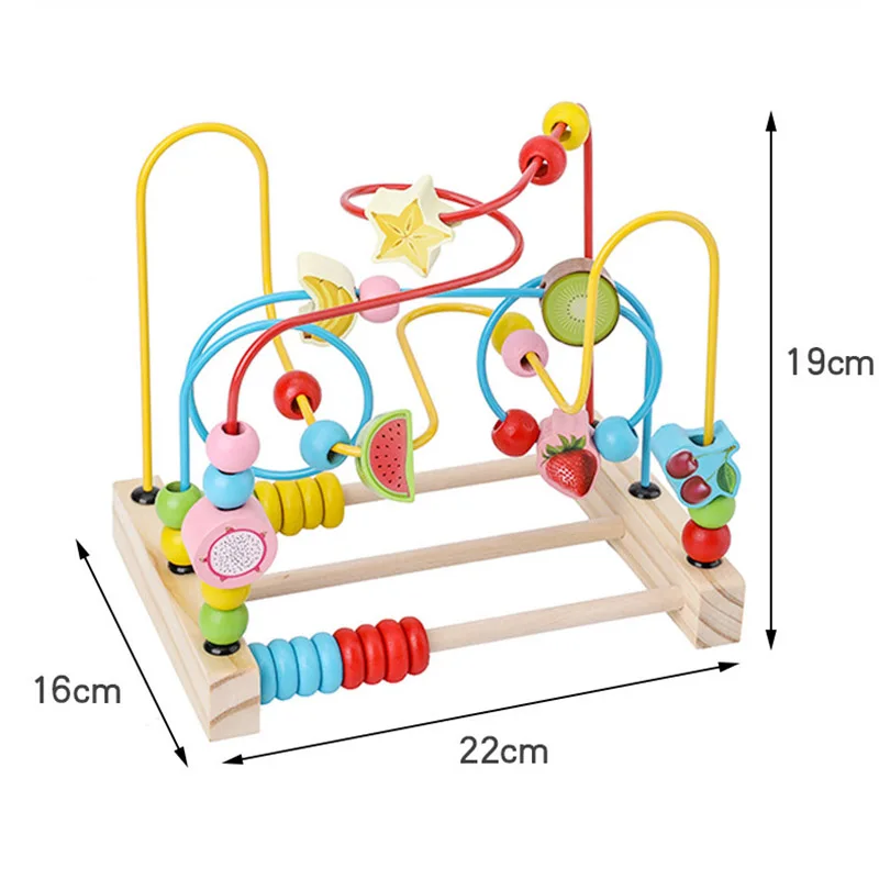 

Cartoon Puzzle Around Beads Wire Maze Toy Kid Wooden Fruit Bead Circle Maze Baby Early Interactive Education Math Toys Xmas Gift