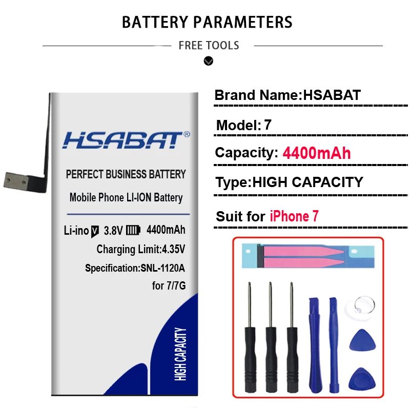 HSABAT 100% New 4400mAh Battery for iphone 7 iphone7 7G iphone7G parcel within tools and Sticker | Мобильные телефоны и