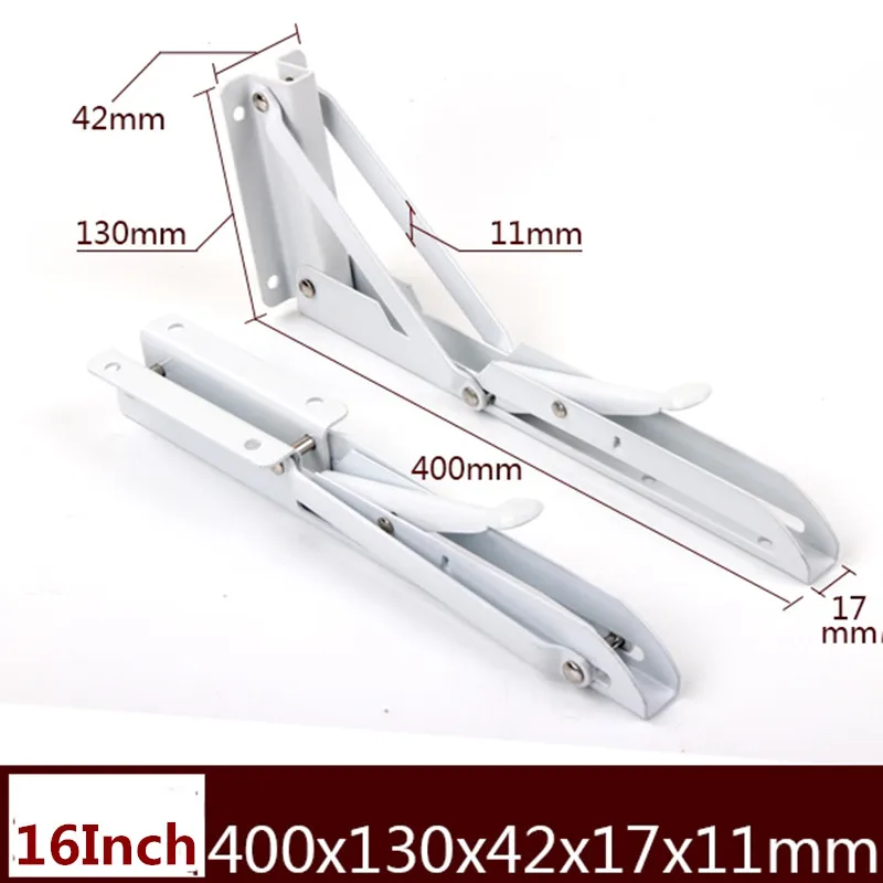 16 Inch Length 2 шт., 8-20 дюймов Длина Сверхмощный Белый настенный складной кронштейн Полка Поддержка для скамейки стол мебель - Цвет: 16 Inch Length