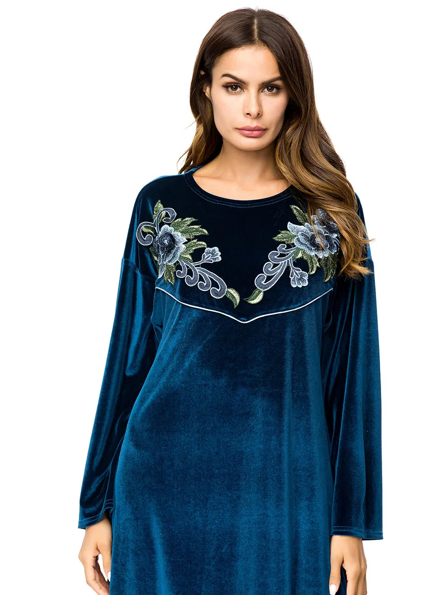 Abaya турецкое осенне зимнее корейское кашемировое платье с ручной вышивкой модная