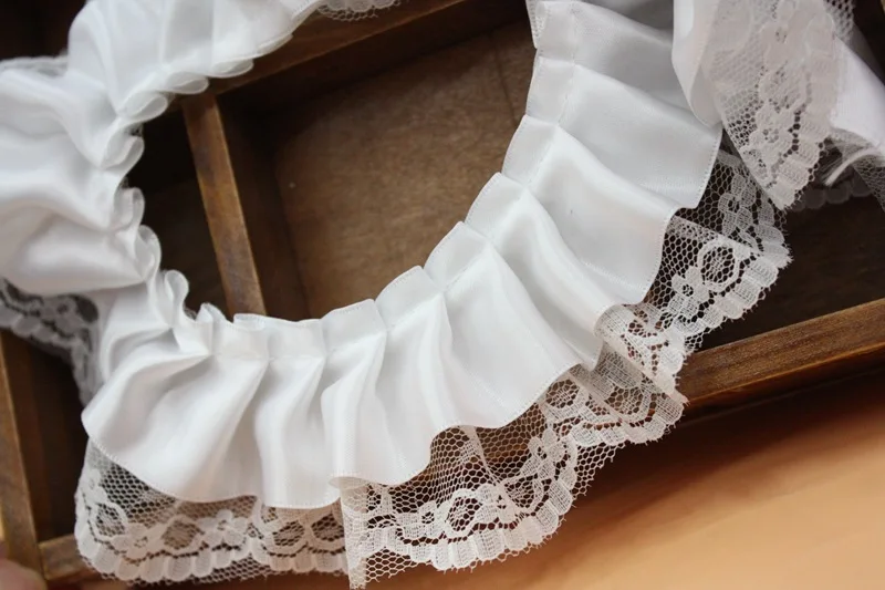 10 meter 6cm White Chiffon Ribbon Ruffle Laces Fabric Pleated Lace Trim Flower Collar Garment Skirt Wedding Accessory AP2167|ribbon ruffle|lace