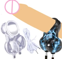 electric shock scrotum bondage sleeve sex ball stretcher electro stimulation penis ring cock cage male chastity lock sm sex toys