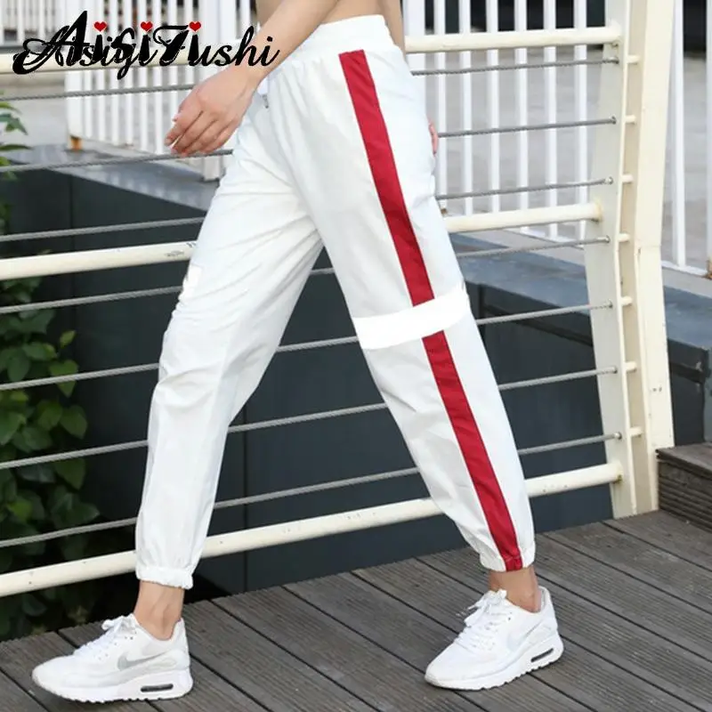 Брюки-Багги женские со светоотражающими полосками свободные спортивные