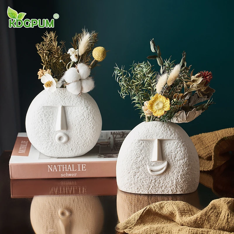 

Modern Handmade Ceramic Vase Nordic Simple Dried Flower Face Ceramic Vase Flower Arrangement Desktop Home Decoration Ornaments